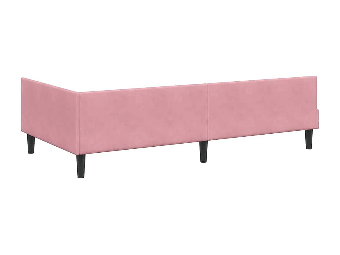 Cadre de lit d'angle Rose 90 x 200 cm Velours et bois stratifié