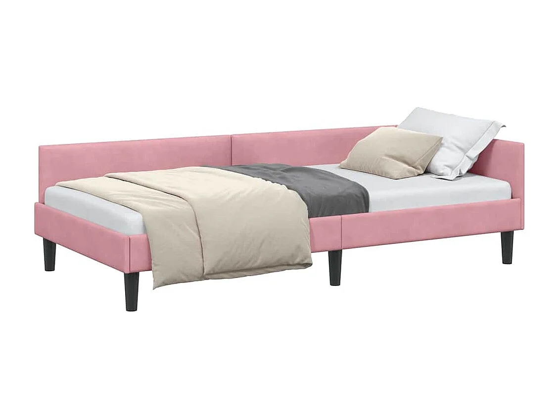 Estrutura de Cama de Canto com cabeceira Rosa 90 x 200 cm