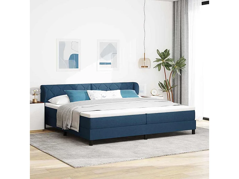Boxspringbed met matras met matras Blauw 200 x 200 cm Stof