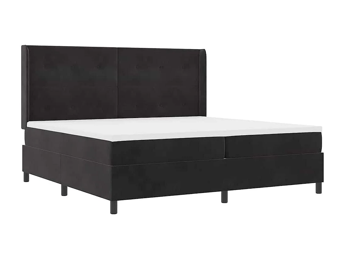 Cadre de lit avec Matelas LED Noir 200 x 200 cm Velours