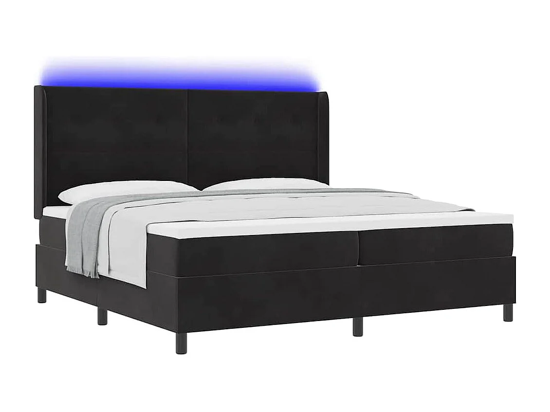 Cadre de lit avec Matelas LED Noir 200 x 200 cm Velours