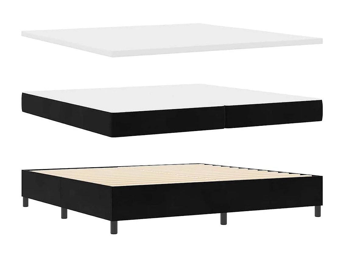 Cadre de lit avec Matelas LED Noir 200 x 200 cm Velours