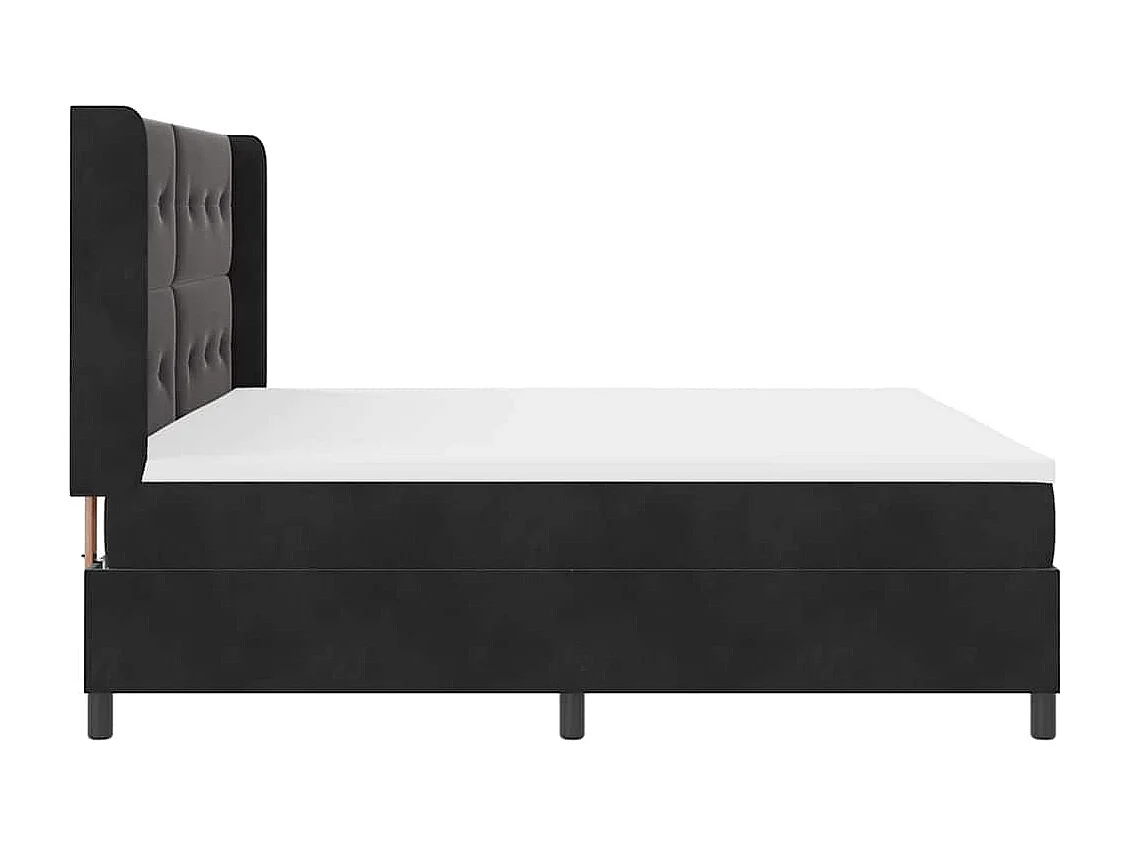 Cadre de lit avec Matelas LED Noir 200 x 200 cm Velours