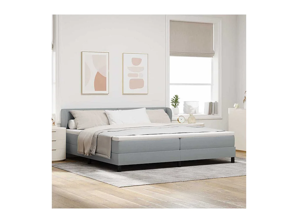 Cama box spring con colchón Gris claro 200 x 200 cm tela