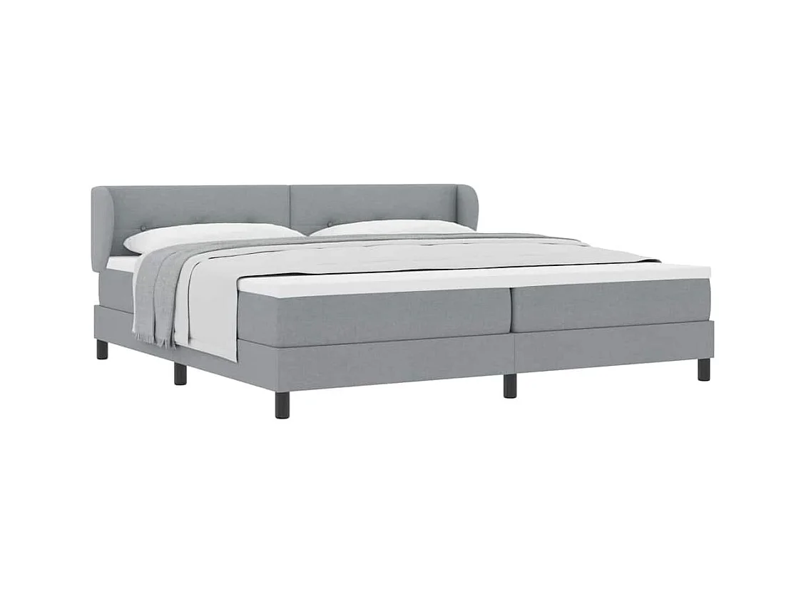 Cama box spring con colchón Gris claro 200 x 200 cm tela