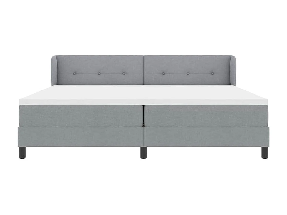 Cama box spring con colchón Gris claro 200 x 200 cm tela
