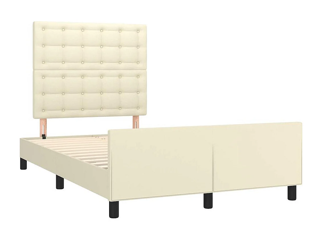 Estructura de cama sin colchón cuero sintético crema 120x190 cm