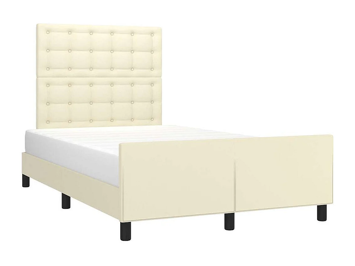 Estructura de cama sin colchón cuero sintético crema 120x190 cm