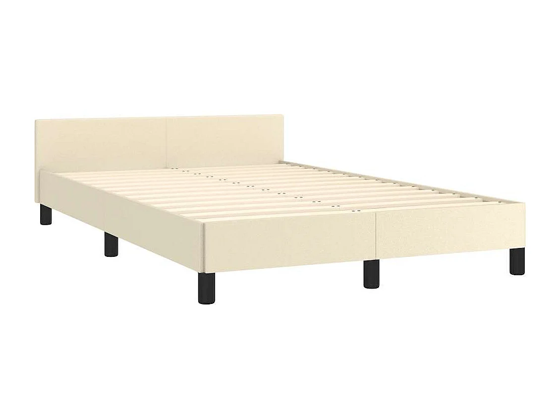 Estructura de cama sin colchón cuero sintético crema 120x190 cm