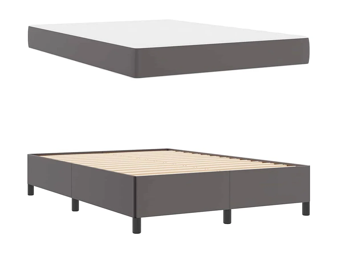 Cadre de lit avec matelas Gris 140 x 200 cm Faux cuir