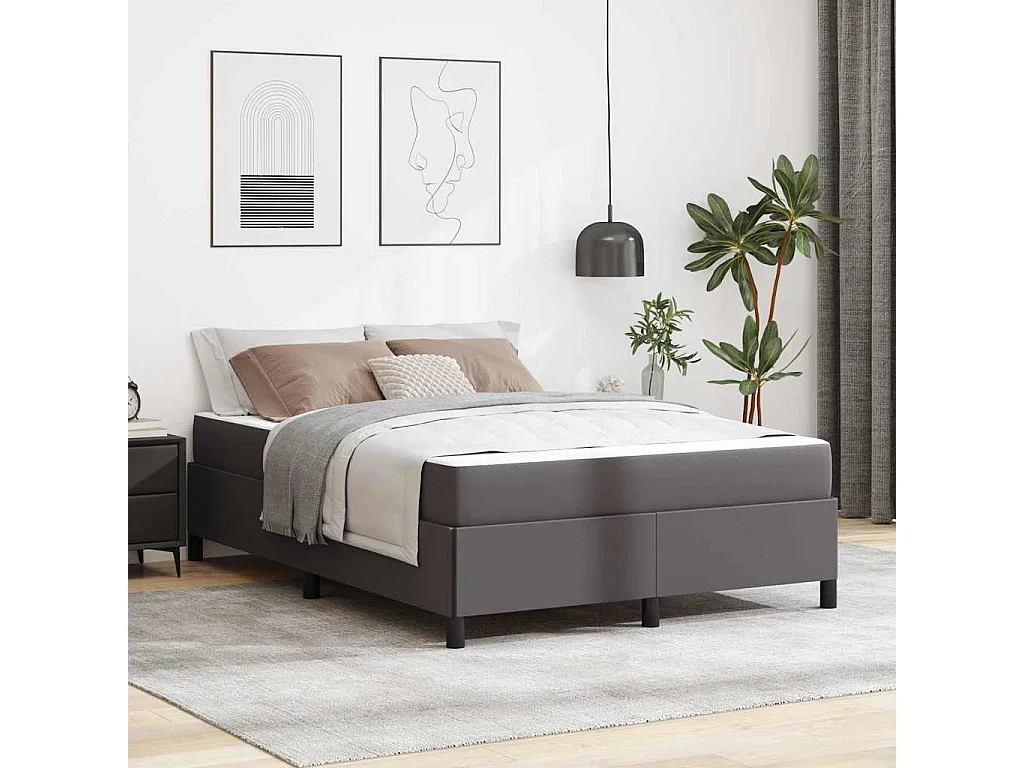 Cadre de lit avec matelas Gris 140 x 200 cm Faux cuir