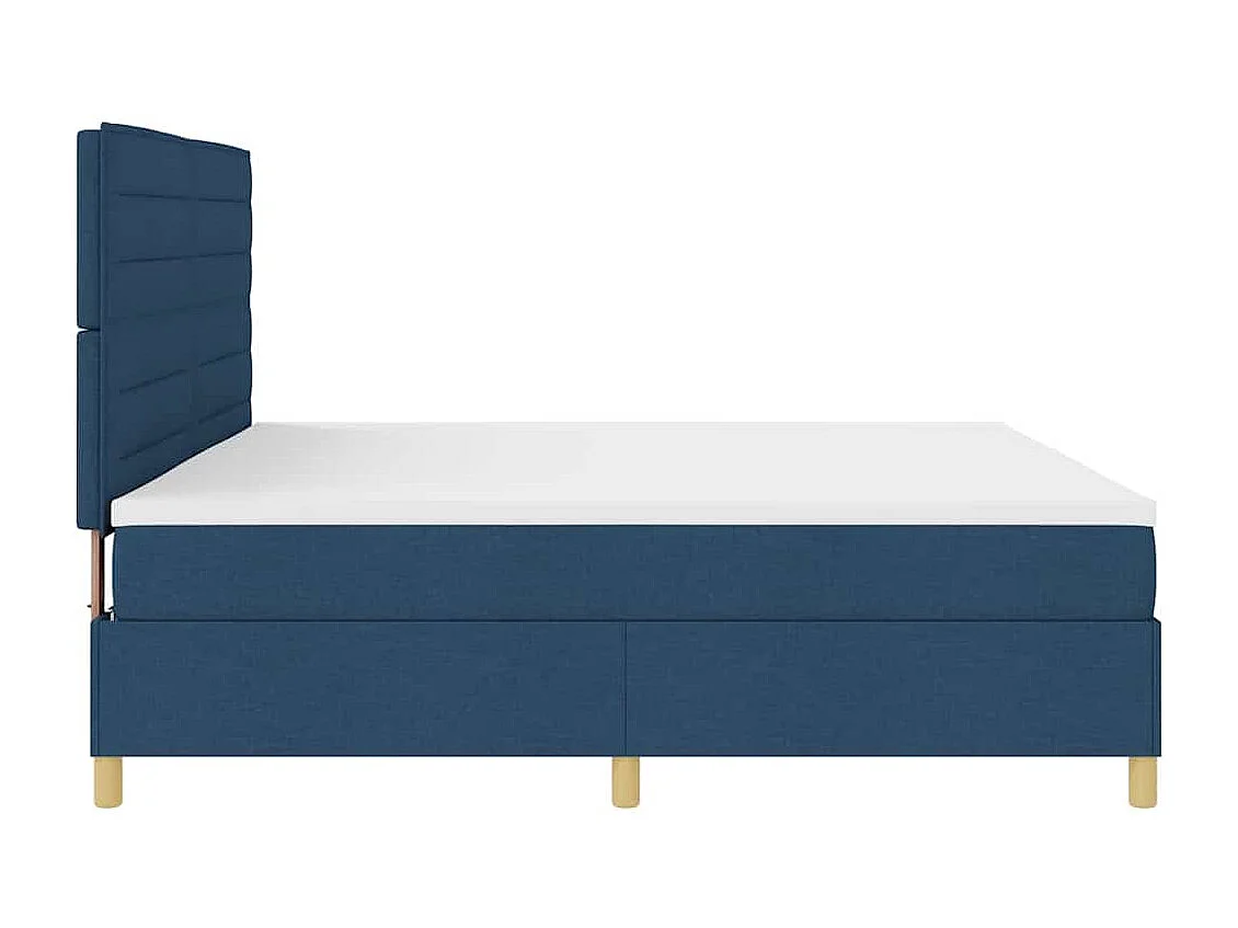 Cama tipo Box Spring con cabecera Azul 200 x 200 cm tela