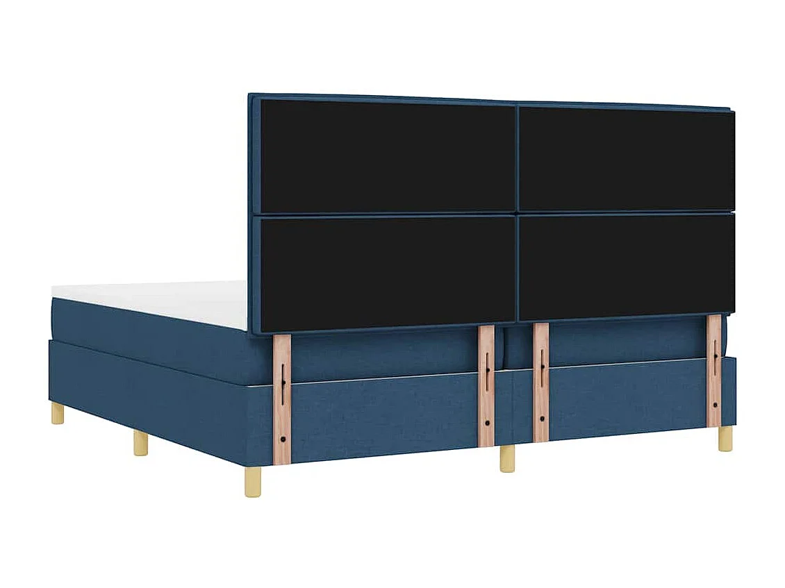 Cama tipo Box Spring con cabecera Azul 200 x 200 cm tela