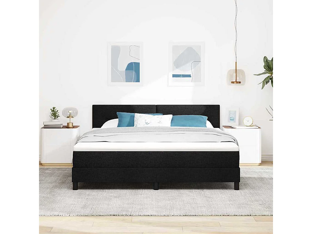 Boxspringbed met matras met matras Zwart 180 x 200 cm Stof