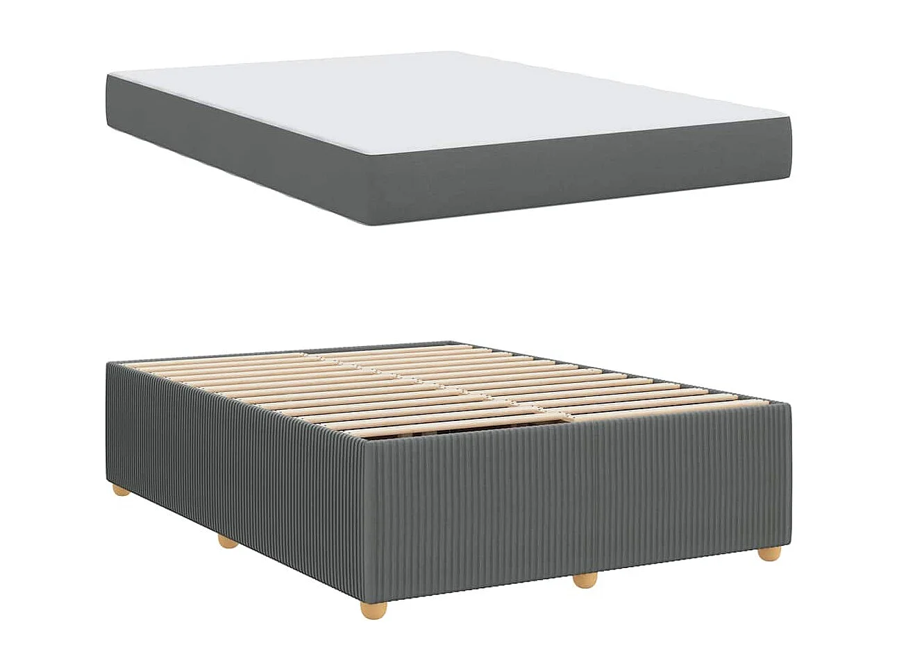 Bedframe met matras met matras Donkergrijs 160 x 200 cm Stof