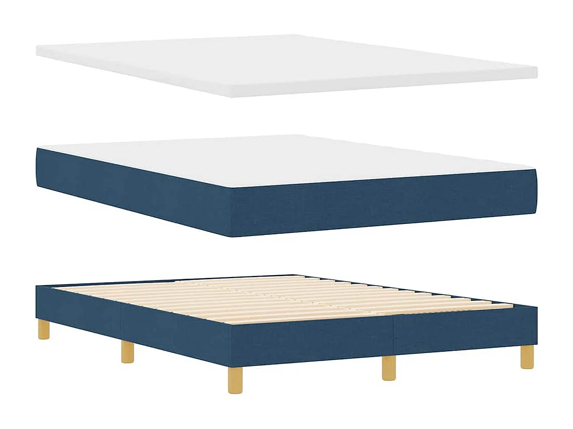 Cama Box com colchão com cabeceira Azul 140 x 190 cm tecido