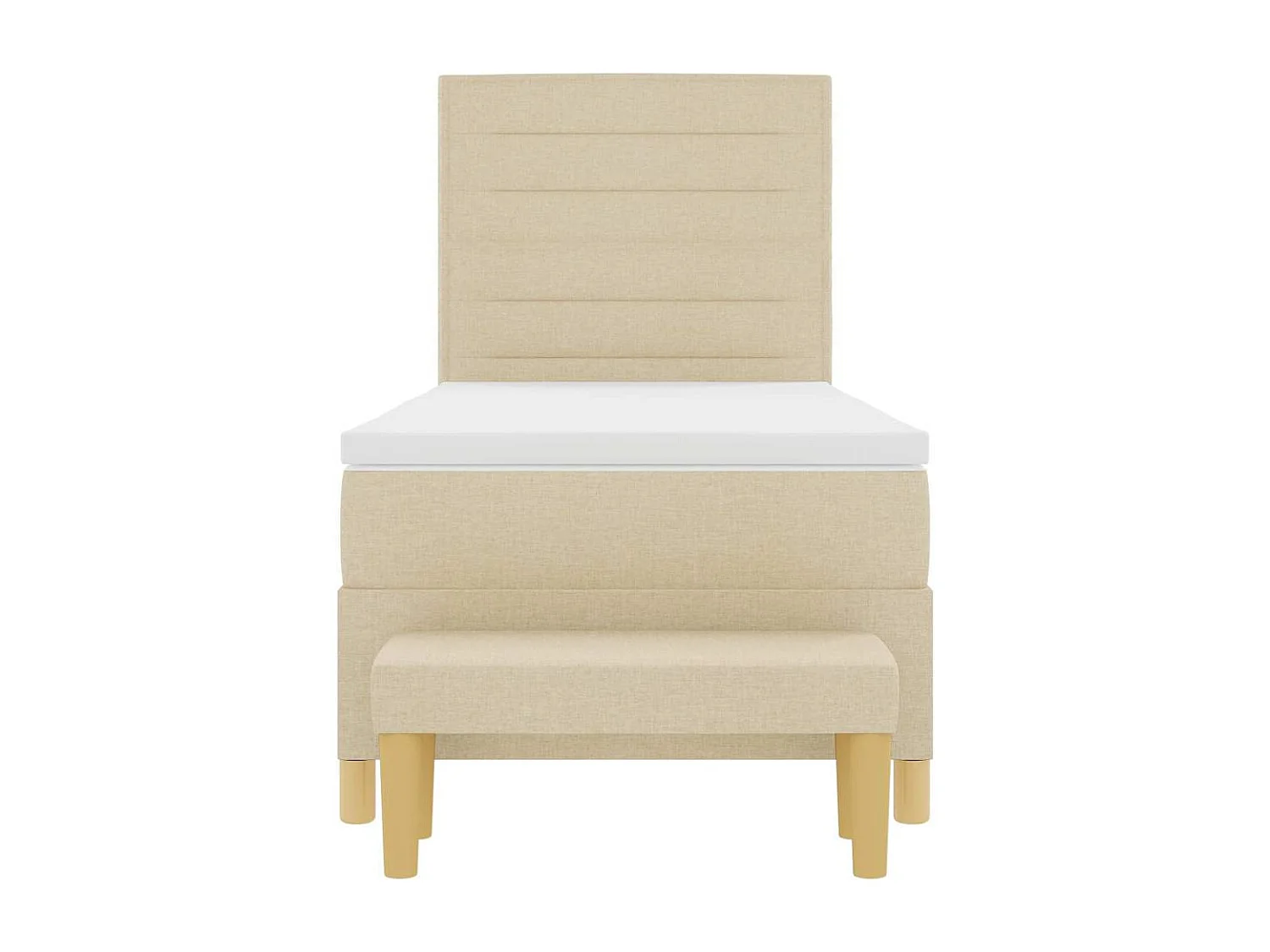 Cama tipo Box Spring con colchón Crema 100 x 200 cm tela