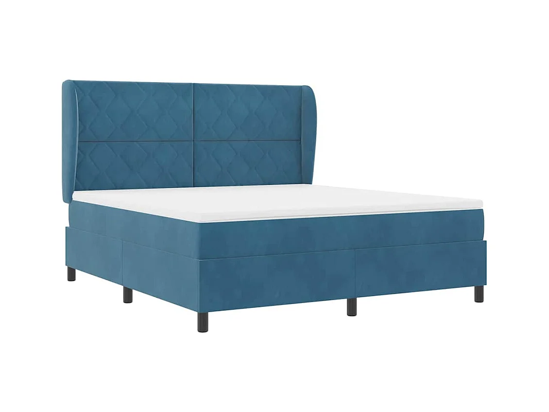 Cadre de lit avec matelas Bleu foncé 180 x 200 cm Velours