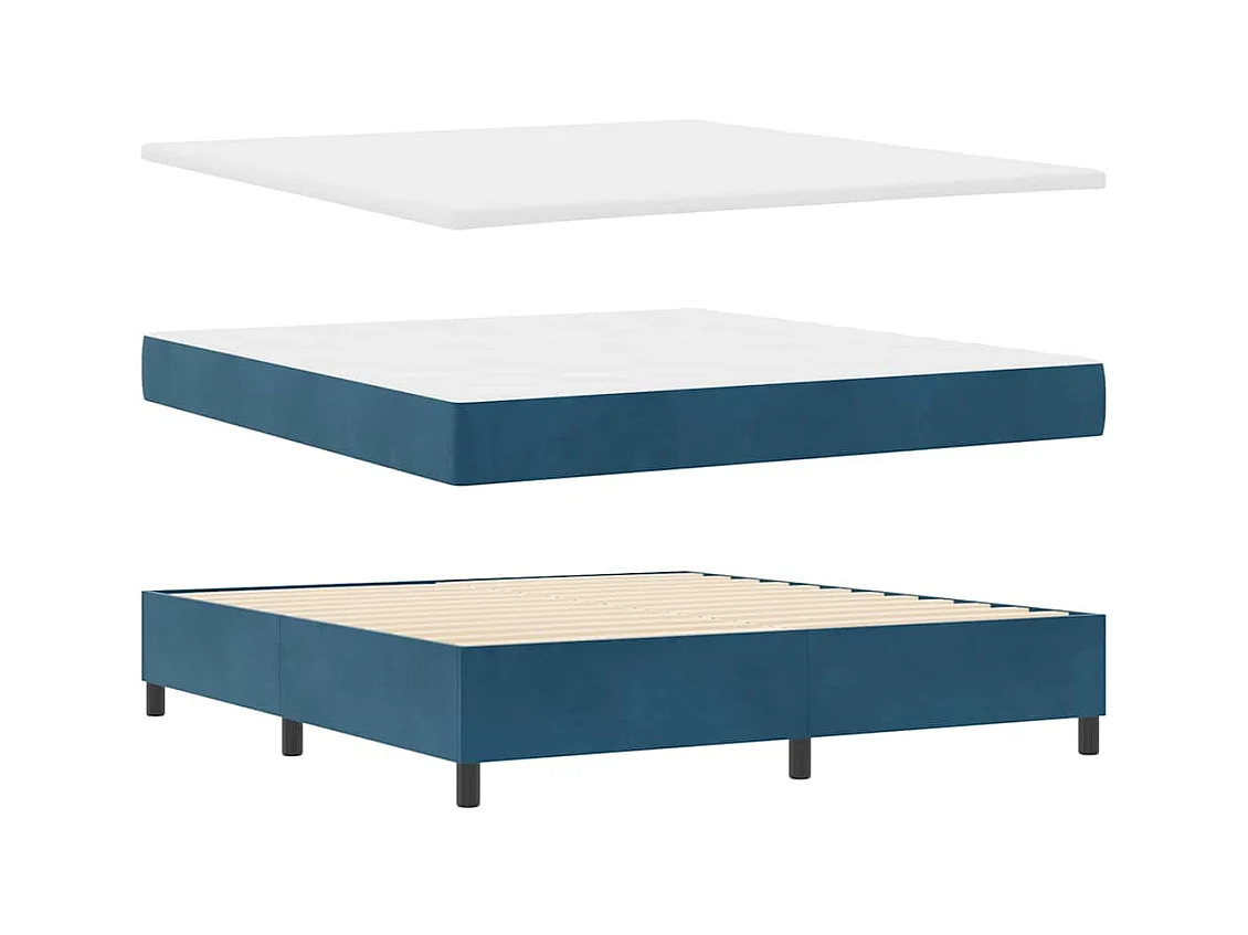 Cadre de lit avec matelas Bleu foncé 180 x 200 cm Velours