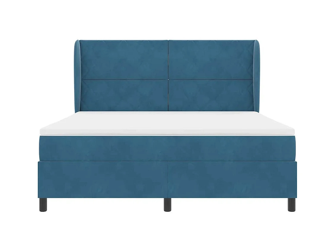 Cadre de lit avec matelas Bleu foncé 180 x 200 cm Velours