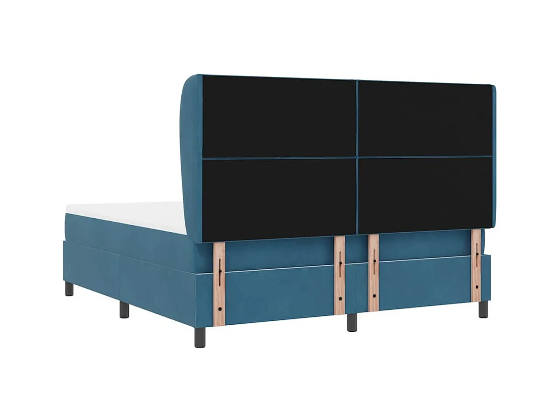 Cadre de lit avec matelas Bleu foncé 180 x 200 cm Velours