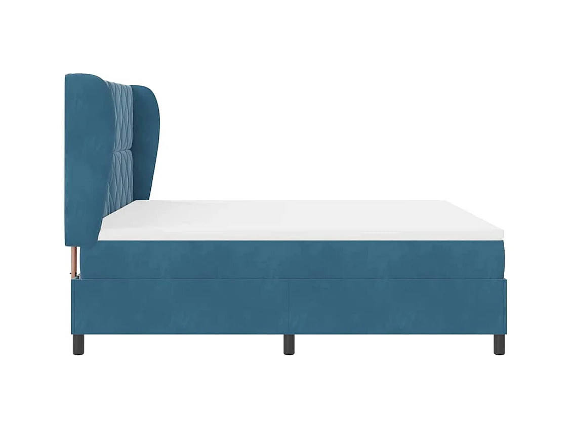 Cadre de lit avec matelas Bleu foncé 180 x 200 cm Velours