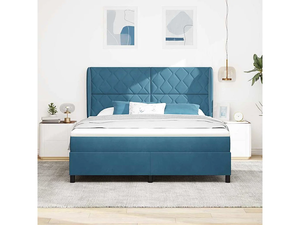 Cama tipo Box Spring Azul oscuro 180 x 200 cm Terciopelo