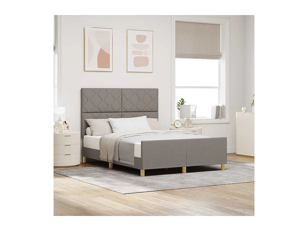 Cadre de lit avec tête de lit Taupe 140 x 200 cm tissu