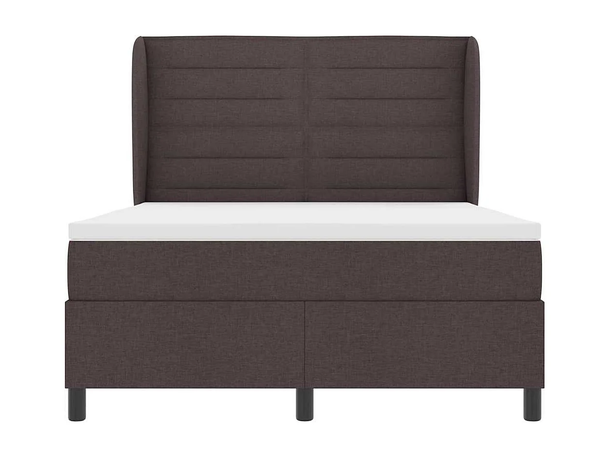 Cadre de lit avec matelas Marron foncé 140 x 190 cm tissu