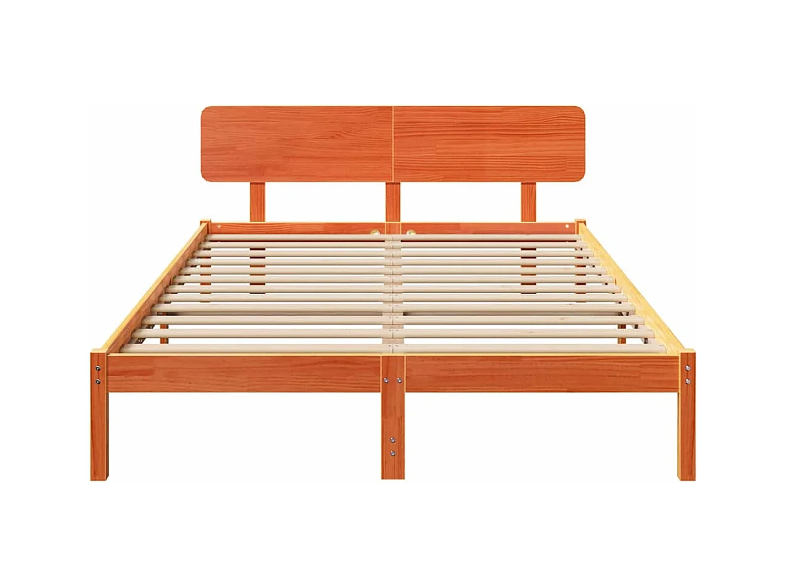 Cadre de lit avec tête de lit Brun cire 200 x 200 cm