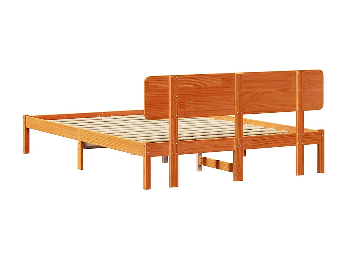 Cadre de lit avec tête de lit Brun cire 200 x 200 cm