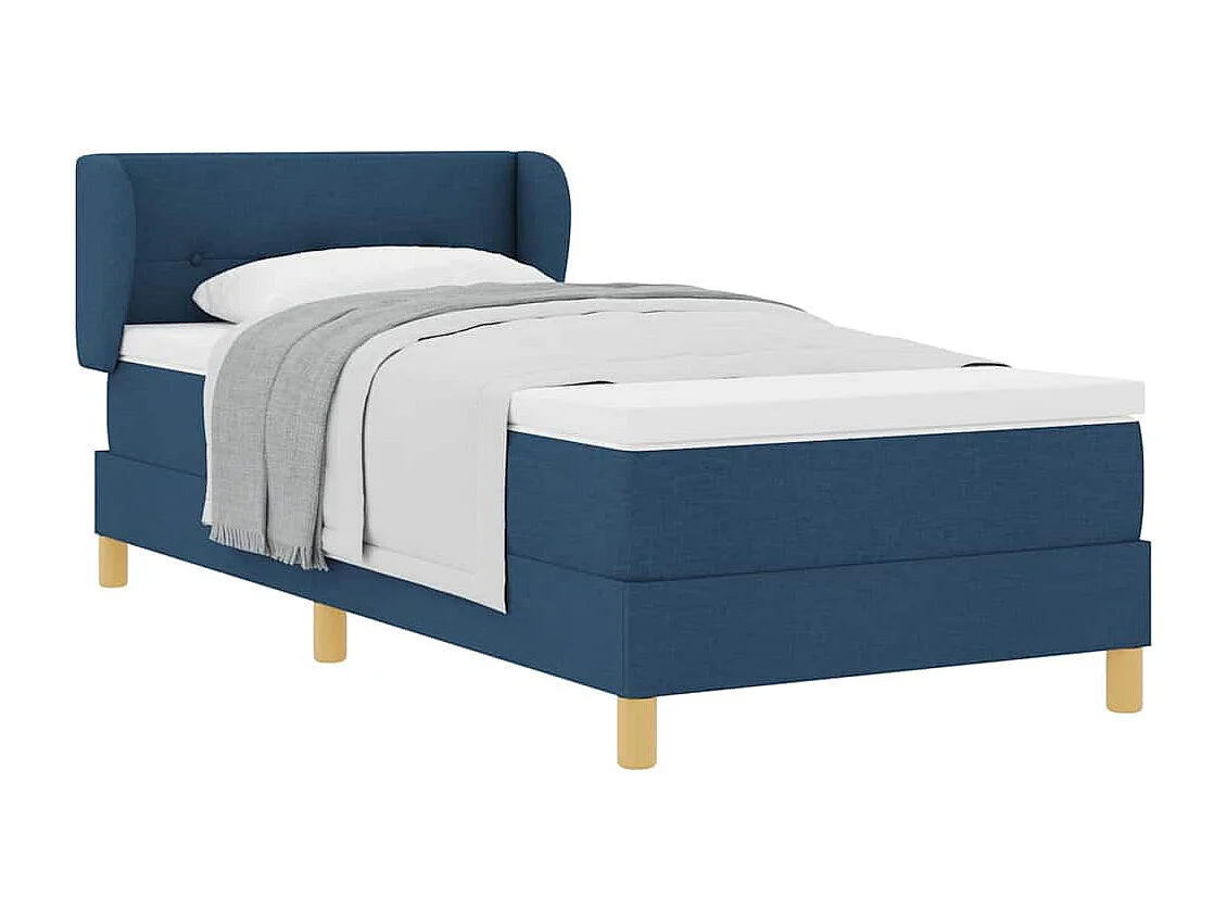Cadre de lit avec Matelas Crème 90x200 cm Tissu Bleu