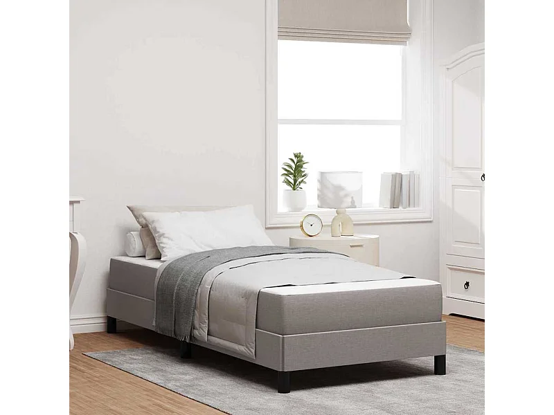 Cama tipo Box Spring con colchón Taupé 80 x 200 cm tela