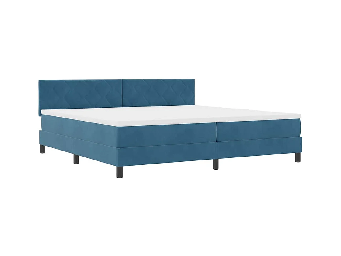 Cadre de lit avec matelas Bleu foncé 200 x 200 cm tissu