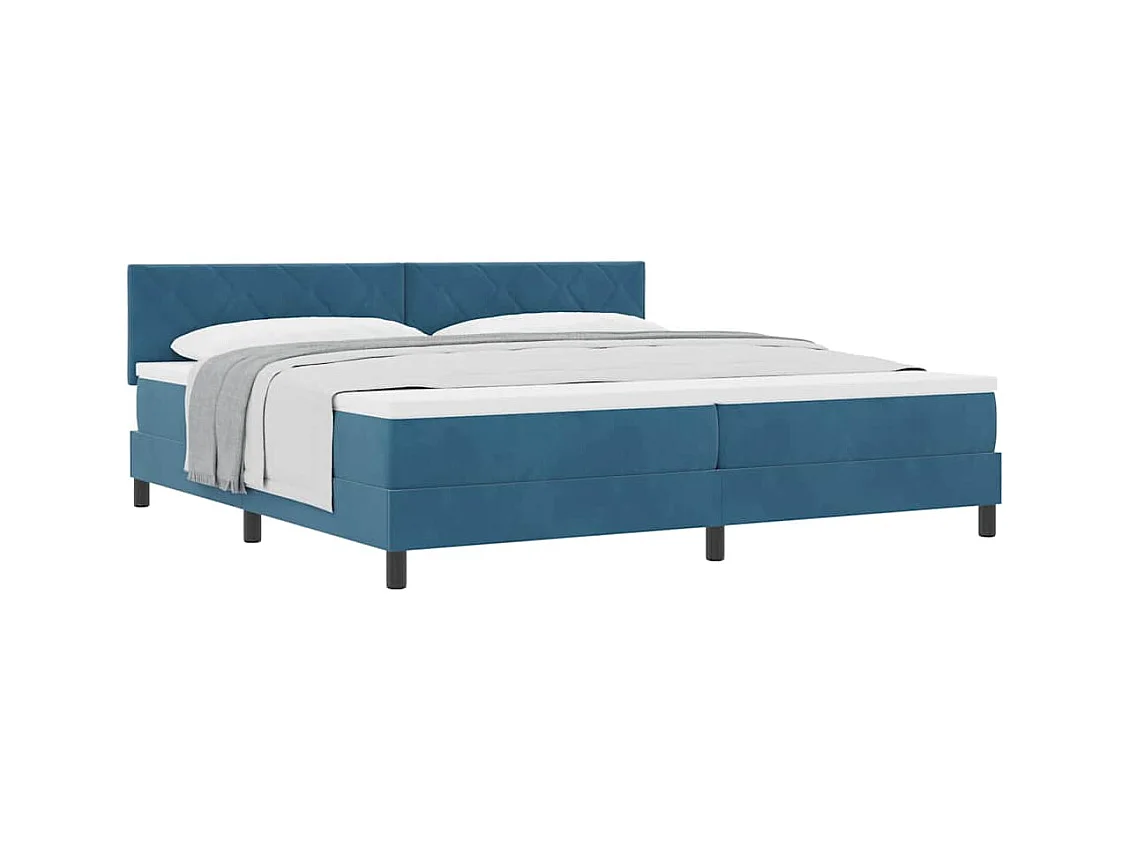 Cadre de lit avec matelas Bleu foncé 200 x 200 cm tissu
