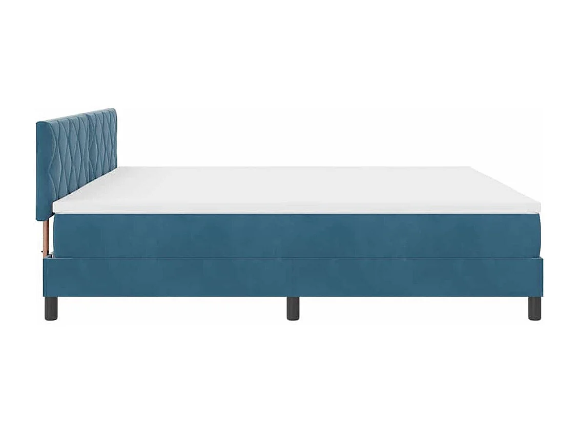 Cadre de lit avec matelas Bleu foncé 200 x 200 cm tissu