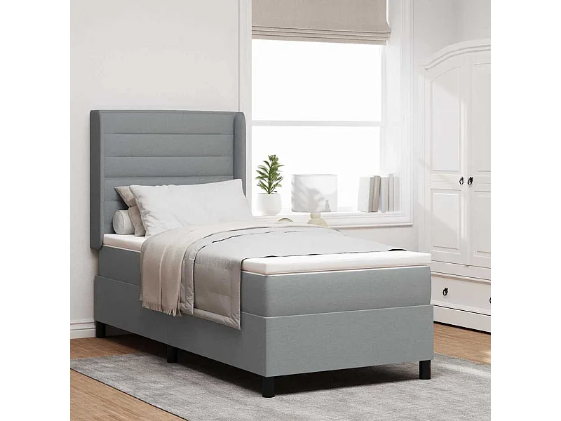 Cadre de lit avec matelas Gris clair 80 x 200 cm tissu