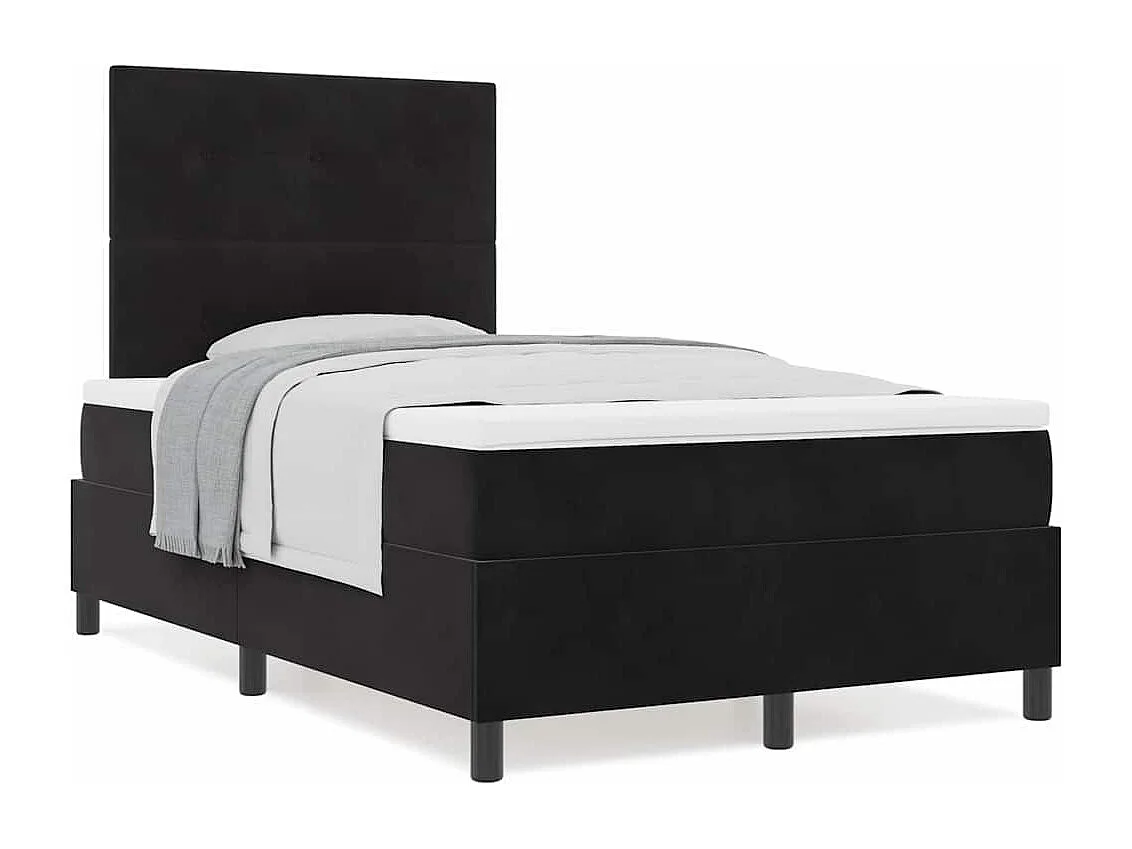 Cama tipo Box Spring con colchón Negro 120 x 190 cm Terciopelo