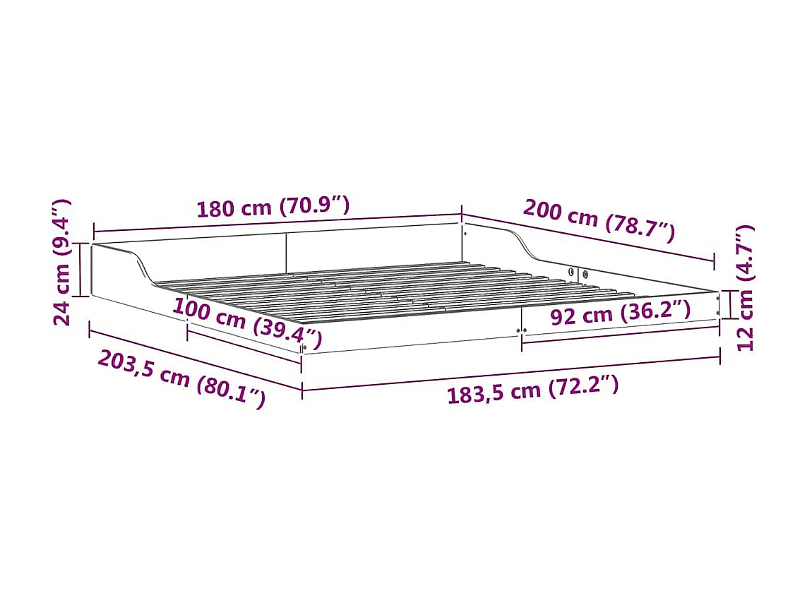 Bedframe Wasbruin 180 x 200 cm Massief grenenhout