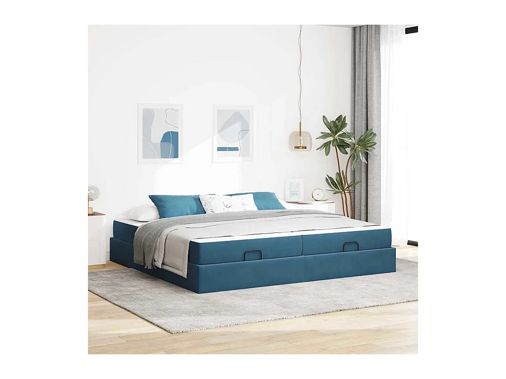 Cadre de lit Bleu 200 x 200 cm Velours