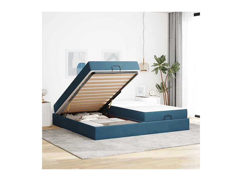 Cadre de lit Bleu 200 x 200 cm Velours