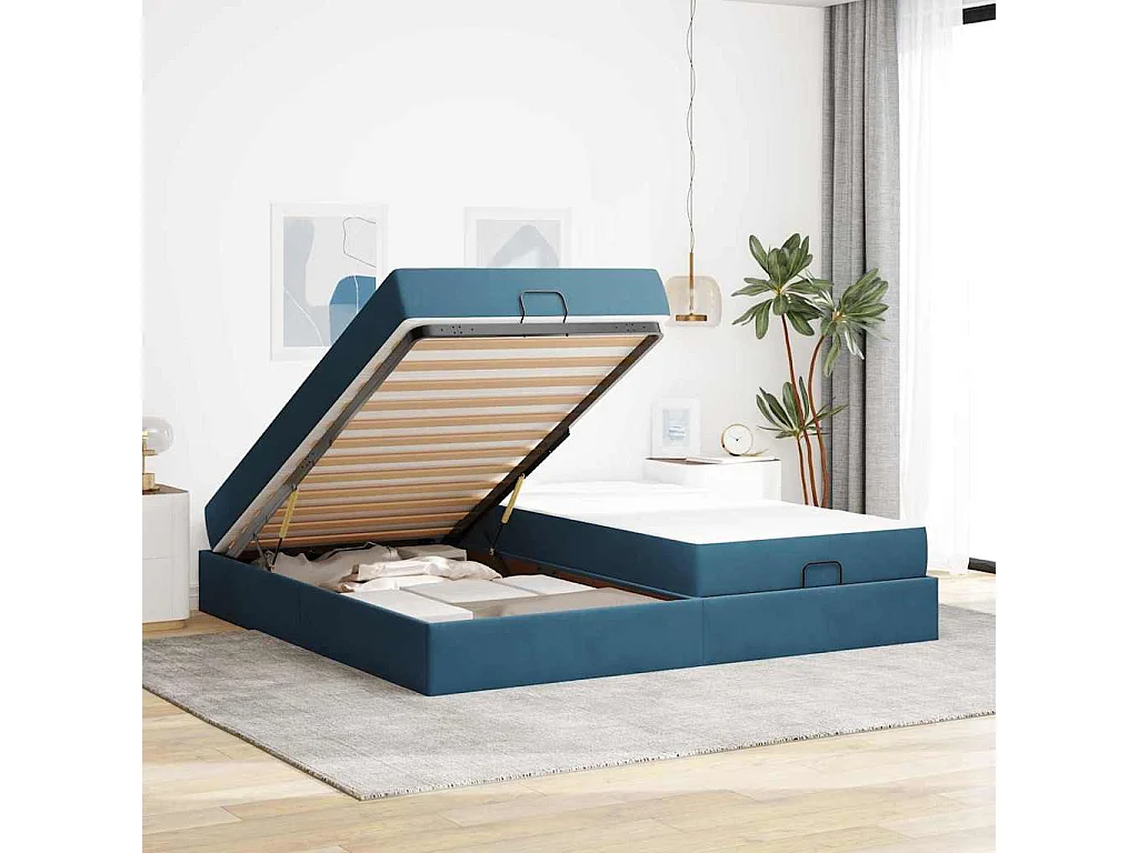 Cadre de lit Bleu 200 x 200 cm Velours