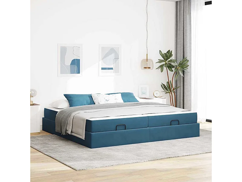 Cadre de lit Bleu 200 x 200 cm Velours