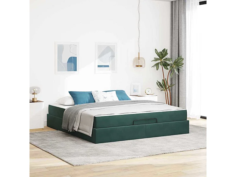 Estrutura da Cama Verde-escuro 180 x 200 cm Veludo