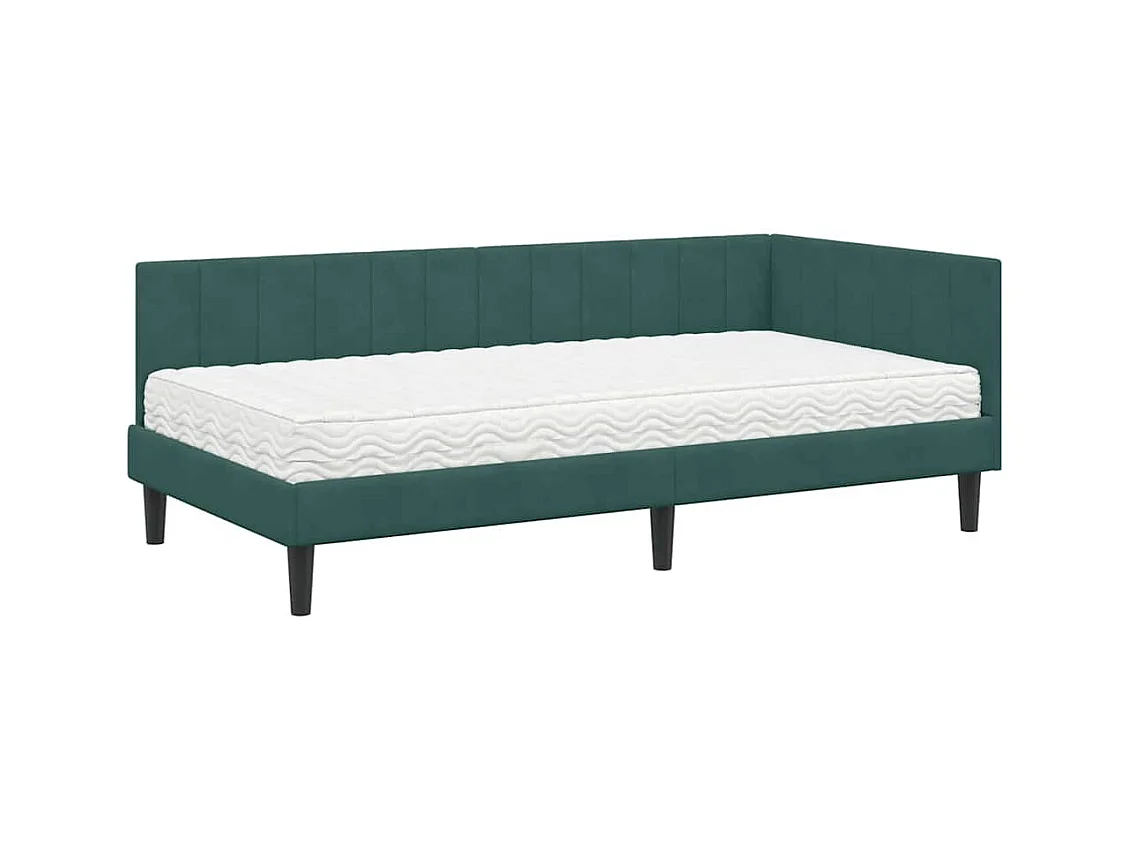 Cadre de lit d'angle Vert foncé 90 x 190 cm Velours