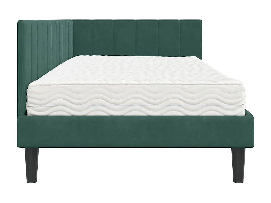 Cadre de lit d'angle Vert foncé 90 x 190 cm Velours