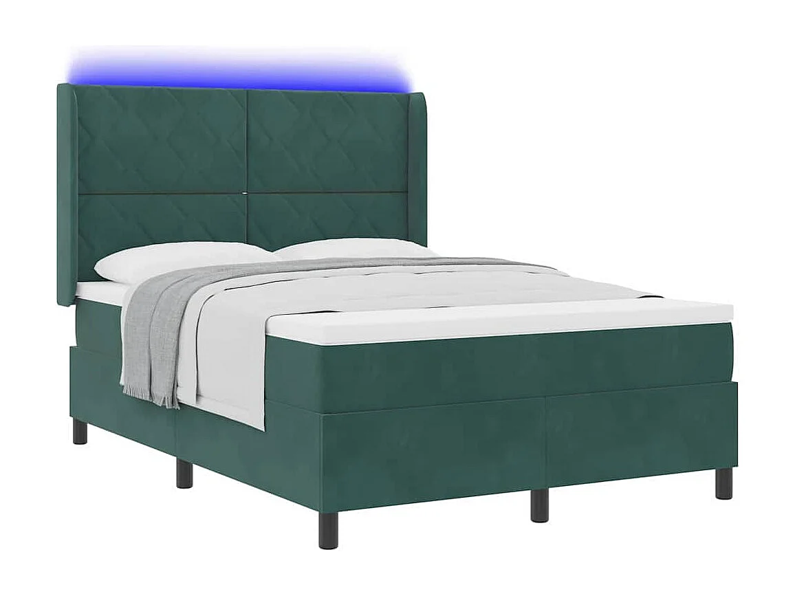 Cadre de lit avec Matelas LED Vert 140 x 190 cm Velours