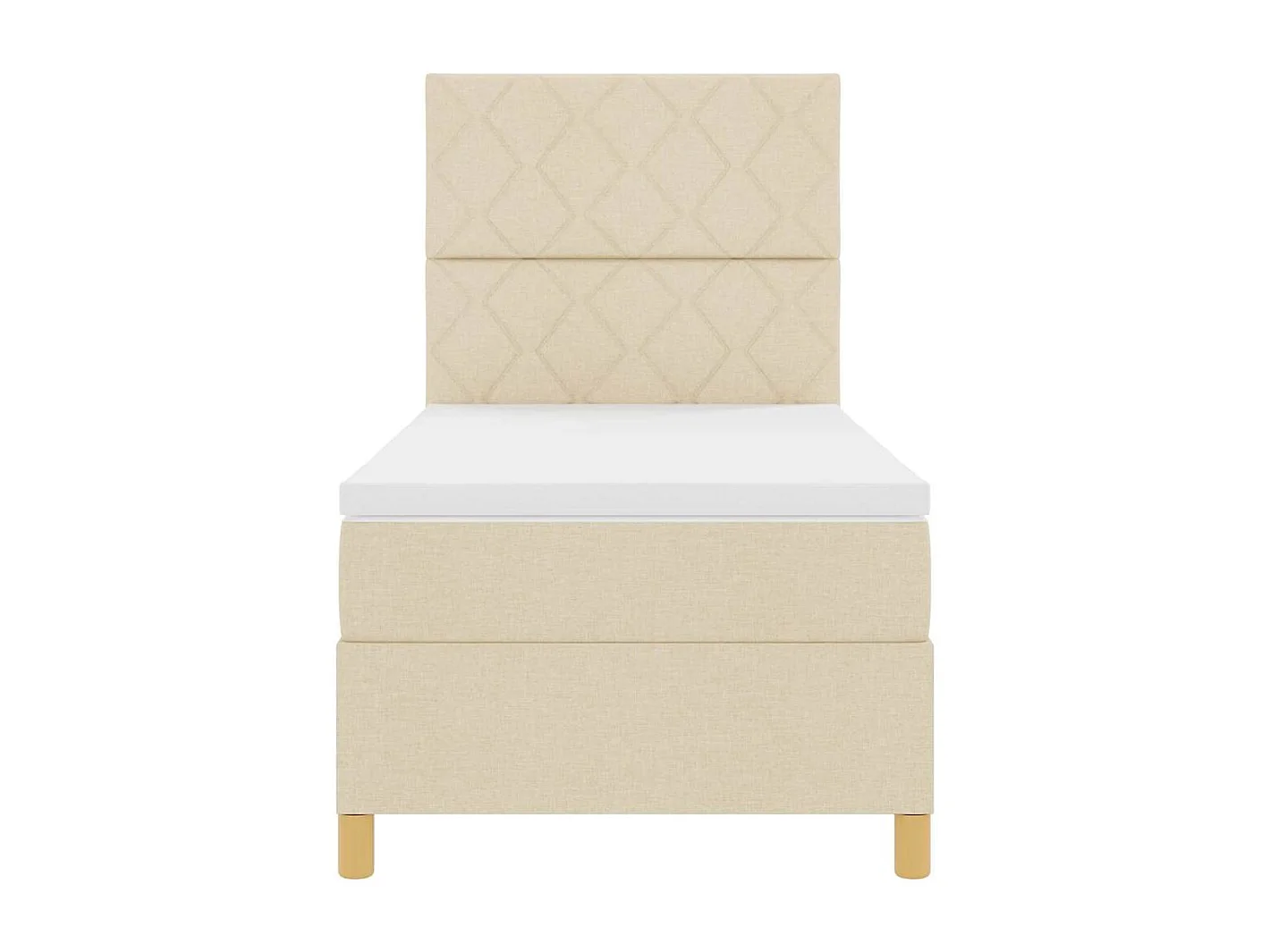 Cadre de lit avec matelas Crème 100 x 200 cm tissu