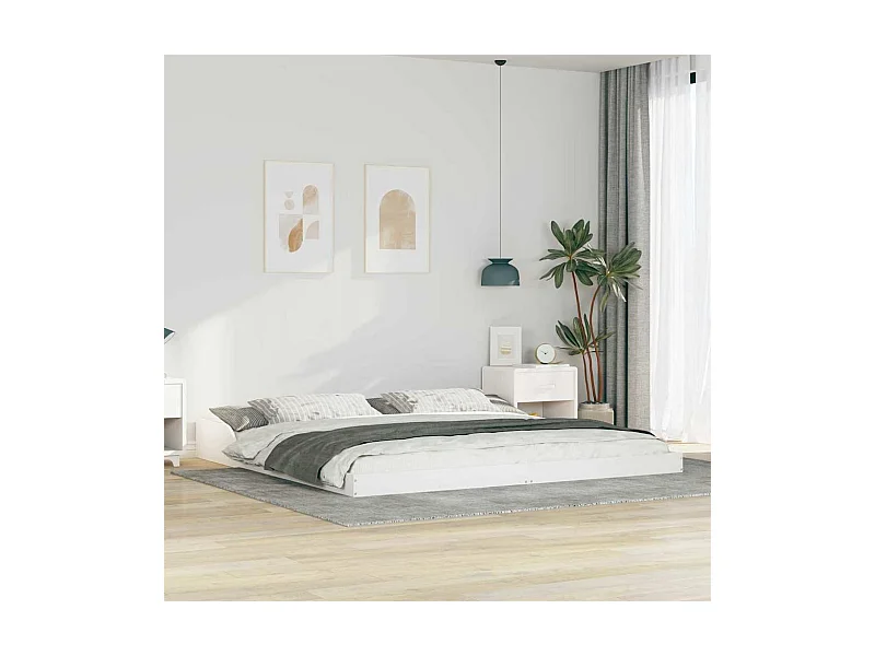 Cadre de lit Blanc 180 x 220 cm Bois massif en pin