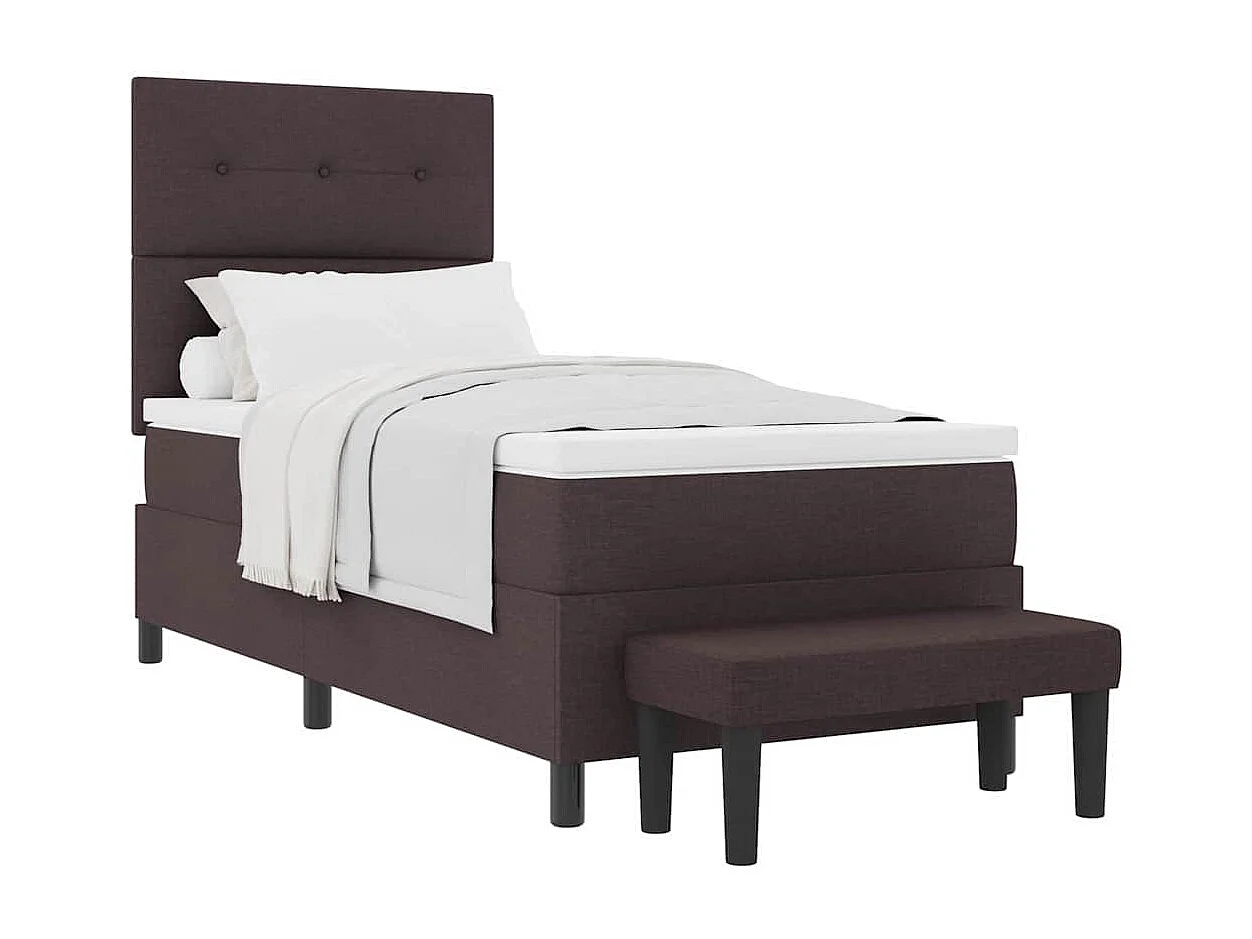 Cadre de lit avec matelas Marron foncé 80 x 200 cm tissu
